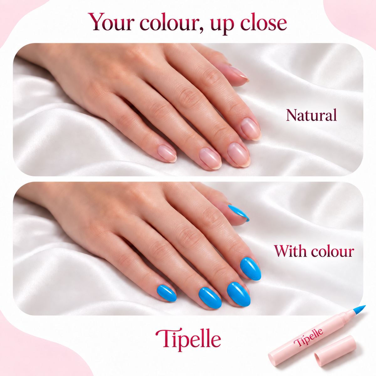 Tipelle Azure nail colour on natural nails
