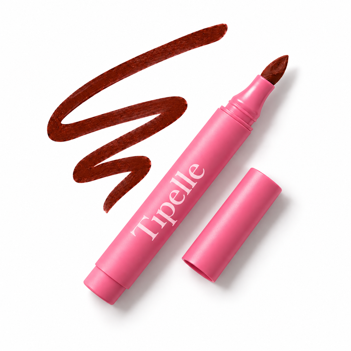Tipelle Heady Lip Pen in pink packaging with matching shade sample