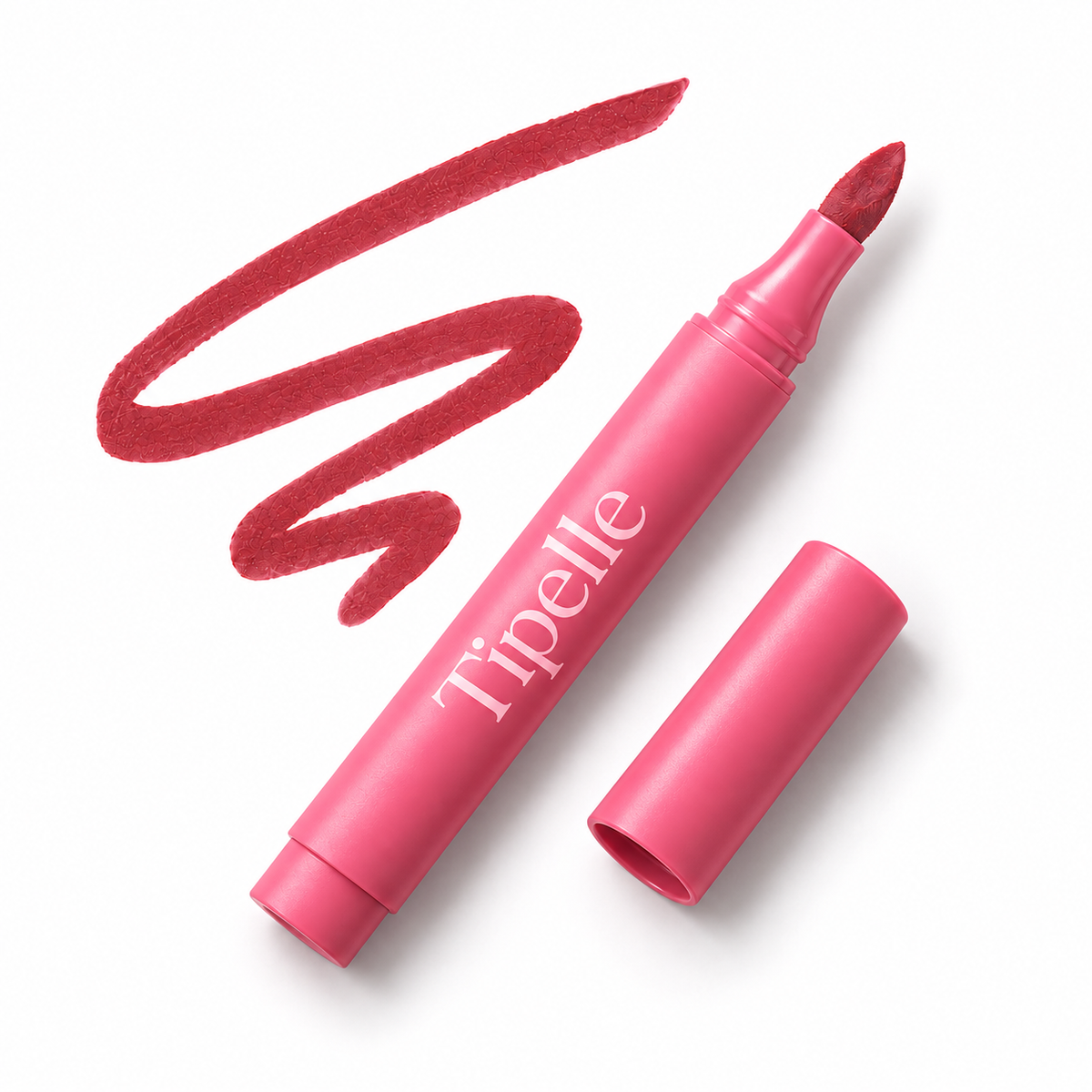 Tipelle Dreamy Lip Pen in pink packaging with matching shade sample
