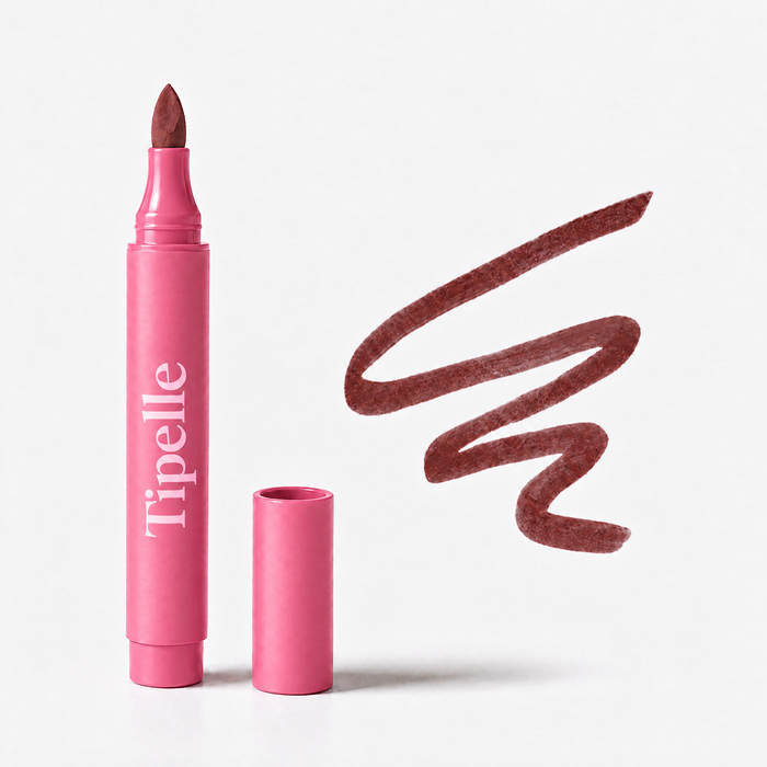 Tipelle deep lip pen rose and blush pink original upright composition