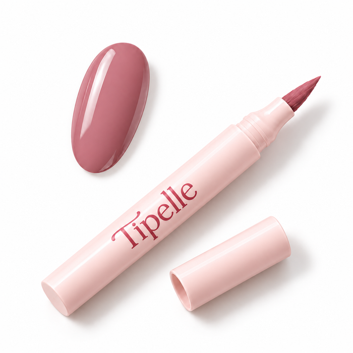 Tipelle Nude Nail Pen in pink packaging with matching shade sample