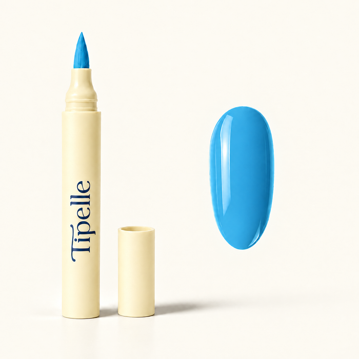 Tipelle azure Nail Pen matched warm ivory background