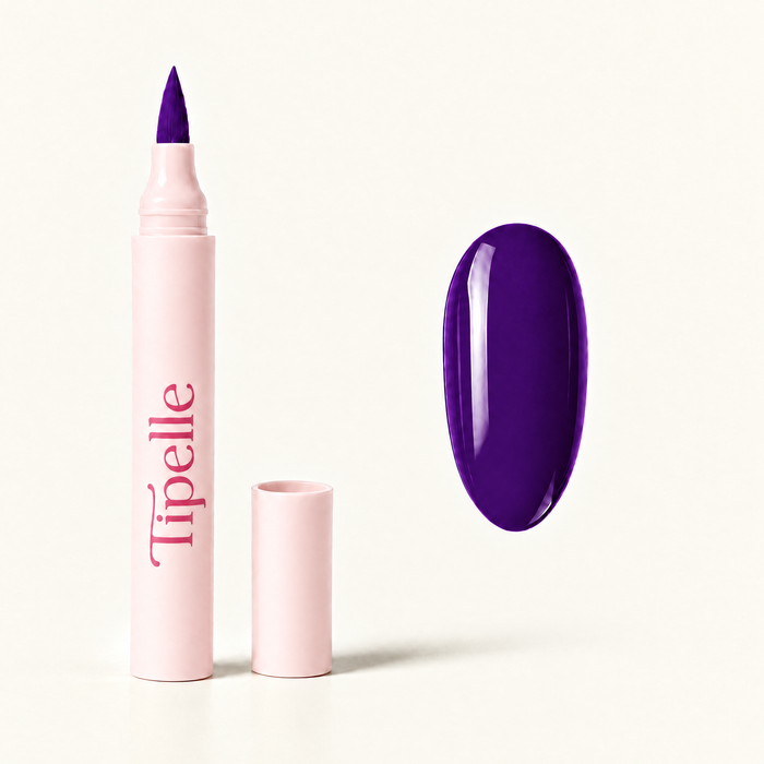 Tipelle violet Nail Pen matched warm ivory background
