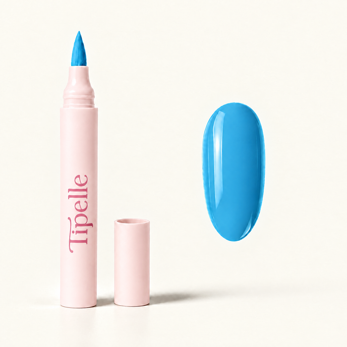 Tipelle azure Nail Pen matched warm ivory background